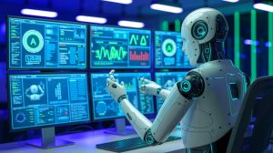 Illustration of AI-driven insider threats surpassing external attacks in cybersecurity.