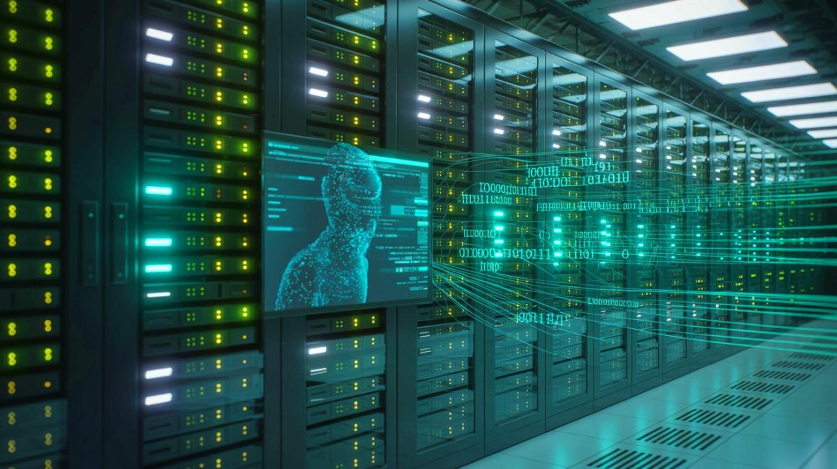 Illustration of a cyberattack on a telecommunications company exposing sensitive customer data.