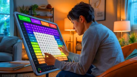Illustration of a word puzzle game board showcasing various word categories and groupings.