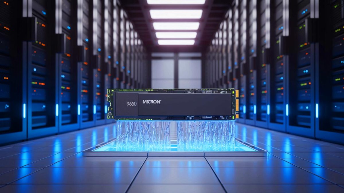Micron’s New SSD Shatters Speed Records at 28GB/s ‘Too Fast for Your PC,’ Experts Warn of Unprecedented Tech Divide Illustration of Micron 9650 SSD showcasing its advanced speed and liquid cooling technology.