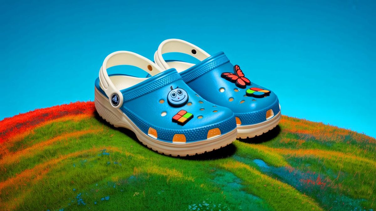 Microsoft’s New Windows XP Crocs Launch Sparks Outrage: “This Is Fashion Heresy!” Shouts Tech Style Expert Illustration of Windows XP-themed Crocs with iconic Jibbitz charms.