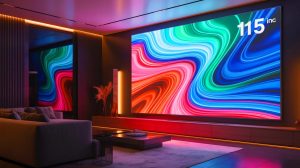 Illustration of Samsung's 115-inch micro-RGB TV showcasing its advanced visual technology.