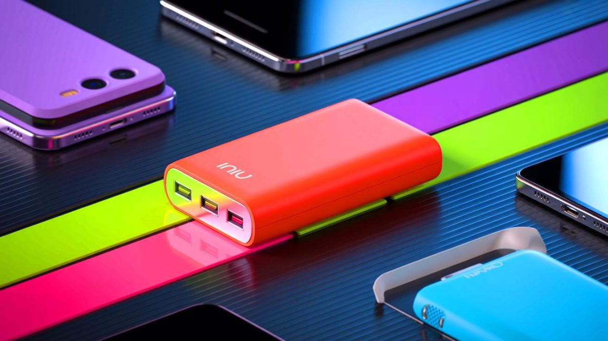 This Stunning 10,000mAh Power Brick “Revolutionized My Travel” Says Tech Guru as Gadgets Get a Colorful Makeover Illustration of the INIU Pocket Rocket P50 power bank in vibrant macaron-inspired colors.