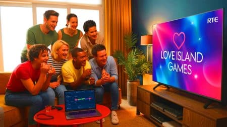 Illustration of viewers accessing Love Island Games through RTE's free streaming service.