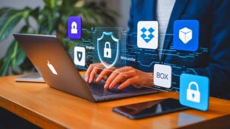Illustration of the security risks associated with free file-sharing apps as analyzed by Surfshark.